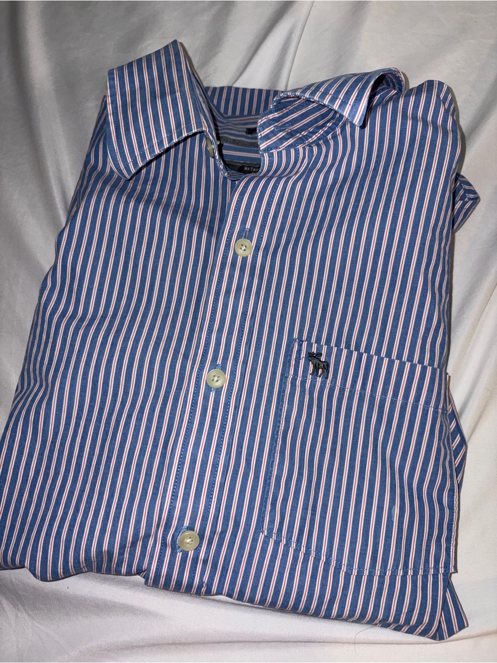 Abercrombie & fitch Muscle Blue pinkish White Stripe Men's Button-Up Shirt XL